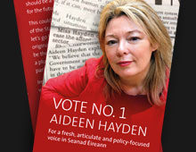 Judo Design Aideen Hayden campaign leaflet for Seanad Éireann - Judo Design